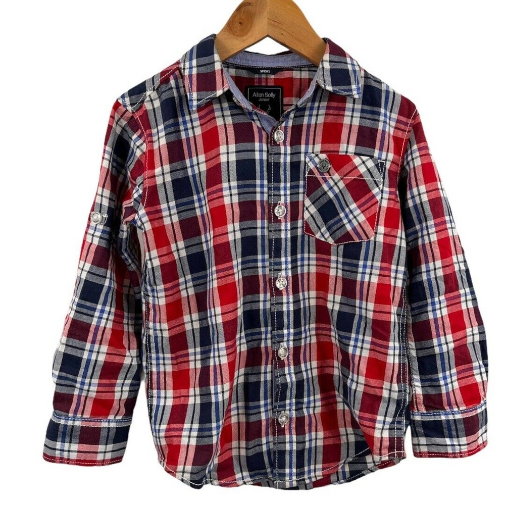 Allen Solly Red Blue Plaid Button Down 2-3 Year‎